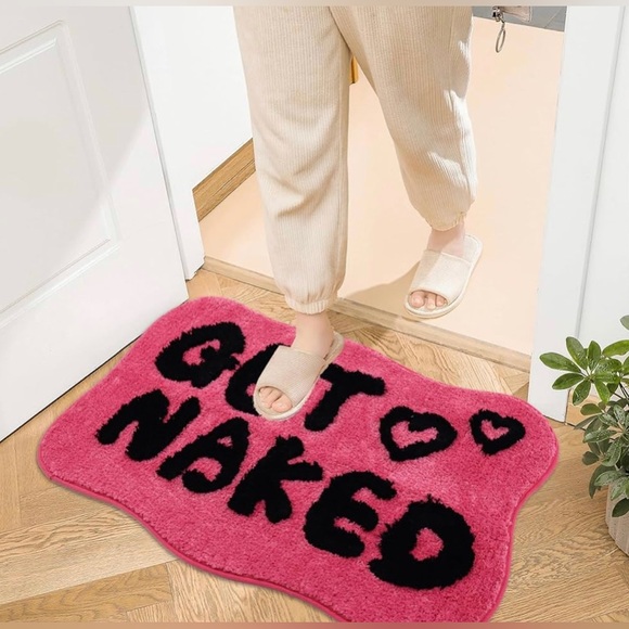 - Get Naked Bath Mat Fun Bathroom Rugs Soft Non Slip Cute Bath  (Rose & black) - Picture 6 of 9